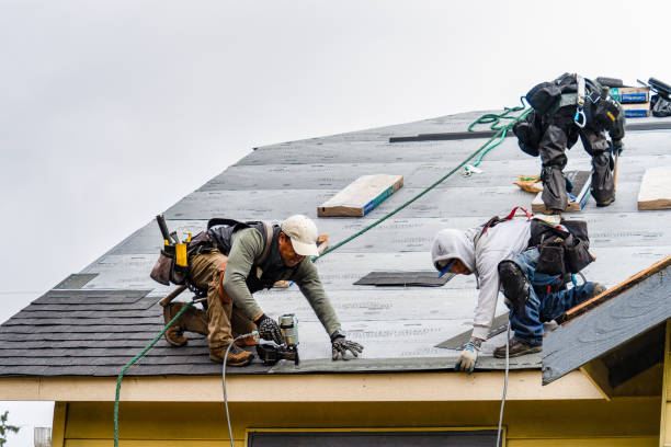 Professional Gutter Installation technician working in Rosburg, WA